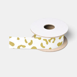 Gold Leopard, Gold Glitzer, Leopard Print Satinband