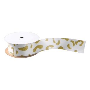 Gold Leopard, Gold Glitzer, Leopard Print Satinband