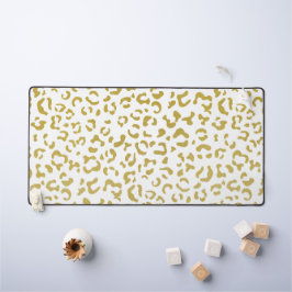 Gold Leopard, Gold Glitzer, Leopard Print Schreibtischunterlage