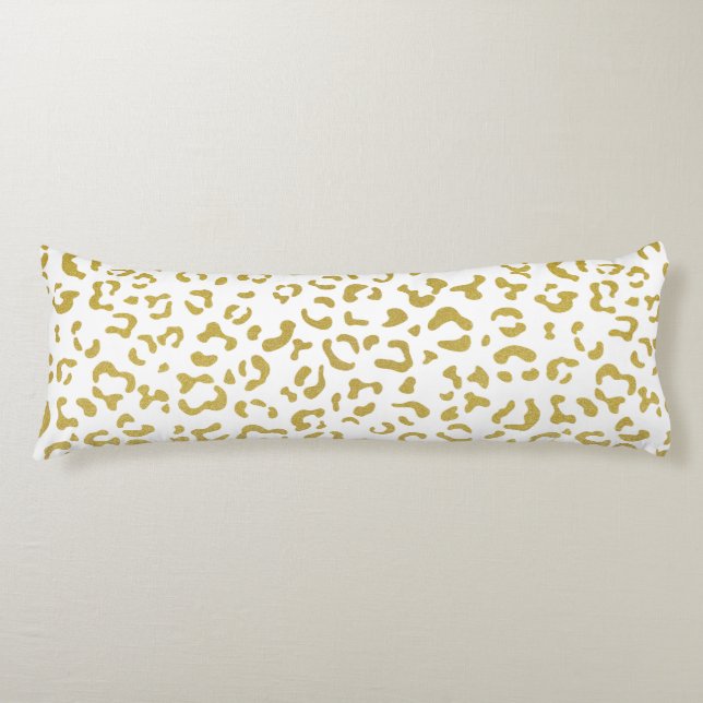 Gold Leopard, Gold Glitzer, Leopard Print Seitenschläferkissen (Vorderseite)