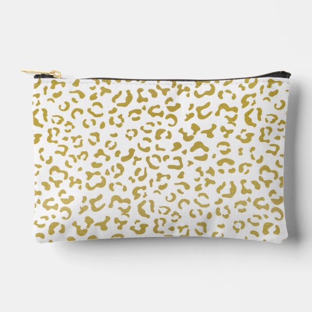 Gold Leopard, Gold Glitzer, Leopard Print Zubehörtasche (Vorderseite)