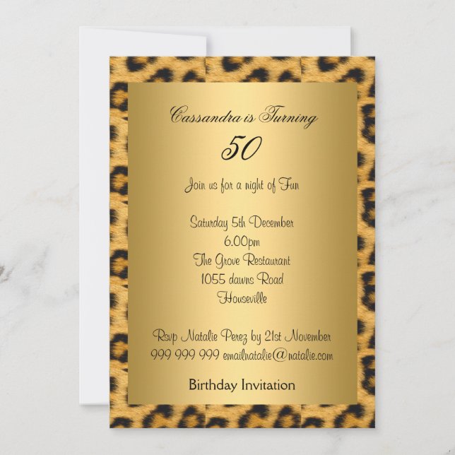 Gold Leopard Invitation 50e anniversaire (Devant)