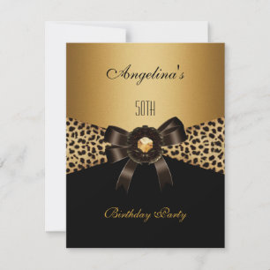 Gold Leopard Kaffee Brown Black 50. Geburtstag Einladung