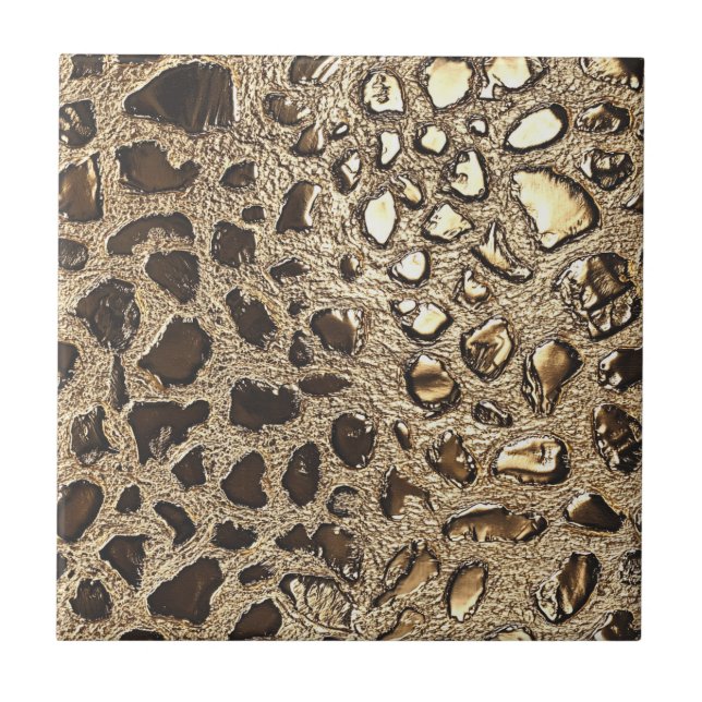Gold Leopard Metallic Animal Spots Fliese (Vorderseite)