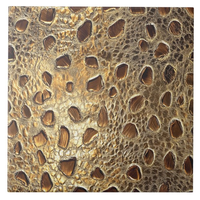 Gold Leopard Metallic Tierflecken Fliese (Vorderseite)