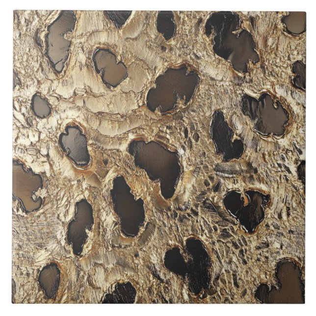 Gold Leopard Metallic Tierflecken Fliese (Vorderseite)