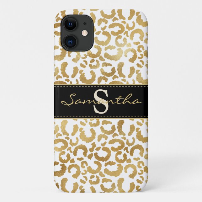Gold Leopard Print Custom Case-Mate iPhone Fall Hülle (Rückseite)