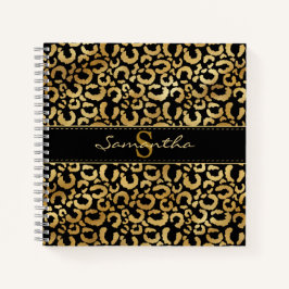 Gold Leopard Print Custom Spiral Notebook Notizbuch