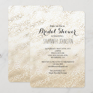 Gold Leopard Print Khaki Cream Beige Brautparty Einladung