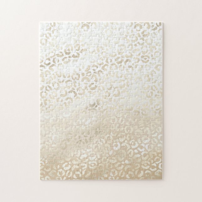 Gold Leopard Print Khaki Cream Beige Wasserfarbe (Vertikal)