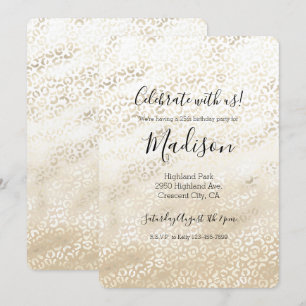 Gold Leopard Print Khaki Cream Beige Wasserfarbe Einladung