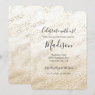 Gold Leopard Print Khaki Cream Beige Wasserfarbe Einladung