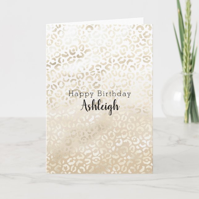 Gold Leopard Print Khaki Cream Beige Wasserfarbe Karte (Vorderseite)