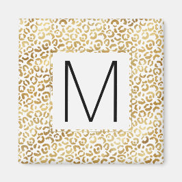 Gold Leopard Print Monogram Magnet
