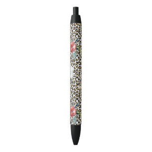 Gold Leopard Print Red White Floral Kugelschreiber