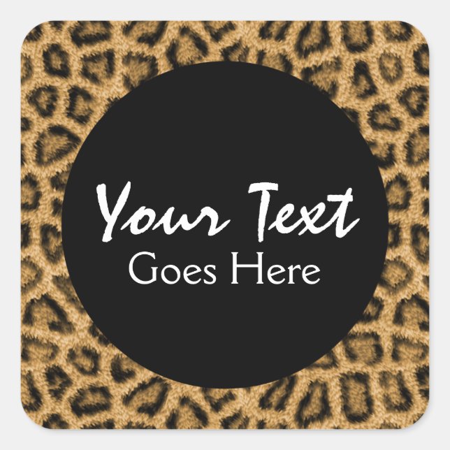 Gold Leopard Print Trendy Fur Muster Wild Animal Quadratischer Aufkleber (Vorderseite)