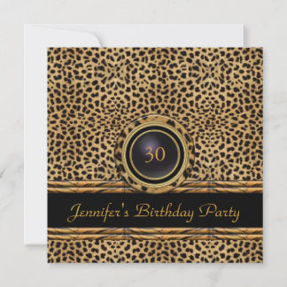 Gold Leopard Rattan Einladung zum 30. Geburtstag P