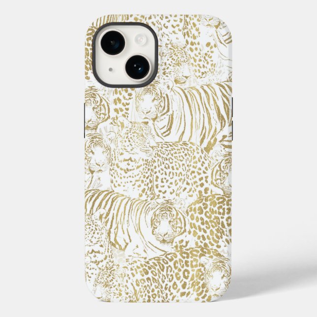 Gold Leopard Tiger Animals Case-Mate iPhone 14 Hülle (Rückseite)
