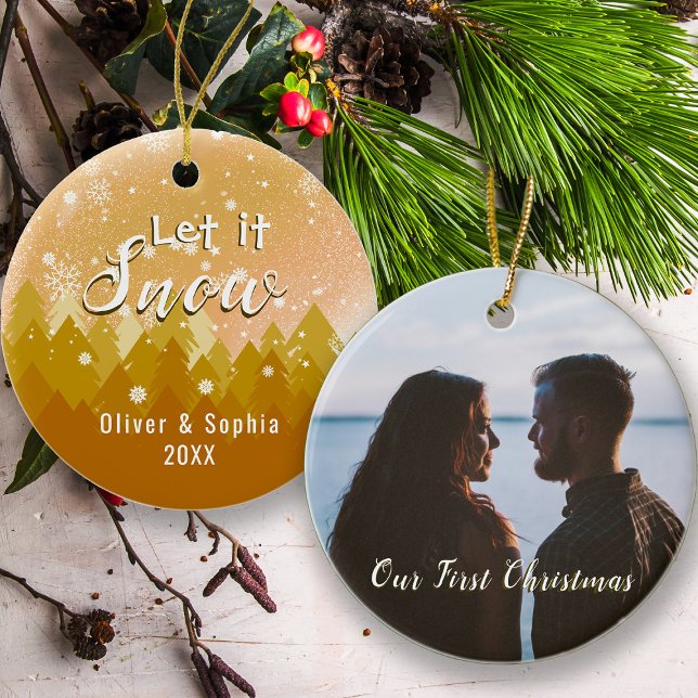 Gold Let it Neige First Christmas Photo (Créateur téléchargé)