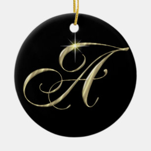 Gold Letter A Monogram, Initial Ornament Fan Pull