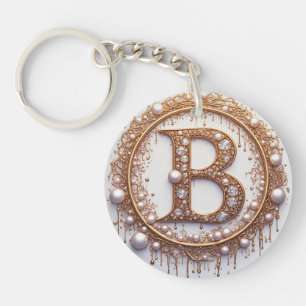 Gold Letter B Monogramm Perlen Schmuck Hochzeit Schlüsselanhänger