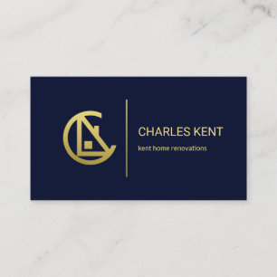 Gold Letter-C Zuhause Minimalistisch Blue Construc Visitenkarte