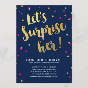 Gold Letter des invitations de la fête surprise po