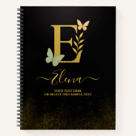 Gold Letter E Butterfly Notebook-Abdeckung Notizbuch