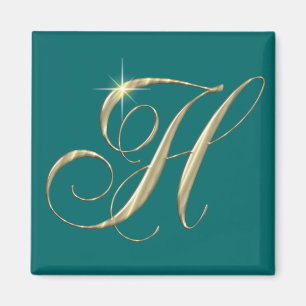 Gold Letter H Monogram Erstgeschenk Magnet