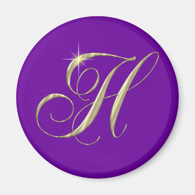 Gold Letter H Monogram Erstgeschenk Magnet (Vorne)