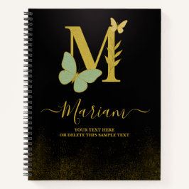 Gold Letter M Butterfly Notebook-Abdeckung Notizbuch