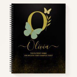 Gold Letter O Butterfly Notebook-Abdeckung Notizbuch