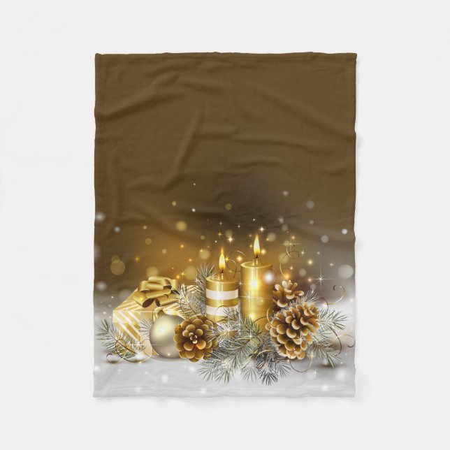Gold leuchtet Weihnachtselegante Fleecedecke (Vorderseite)