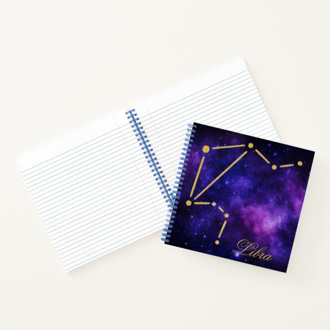 Gold-Libra-Sternbild auf der dunklen Galaxie | Not Notizbuch (Innenseite)