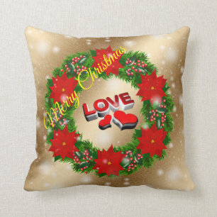 Gold Liebe Frohe Weihnachten Kissen