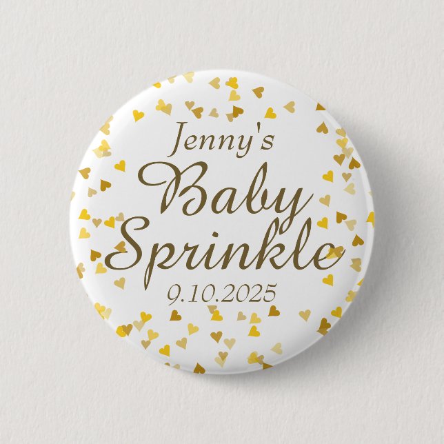 Gold Liebe Hört Kindersprinkle / Dusche / Paare Button (Vorderseite)