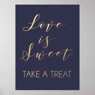 Gold Liebe ist ein süßes Zeichen Typografie eleg Poster