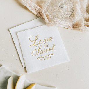 Gold Liebe ist süße Kalligrafie-Hochzeit Servietten Mit Folie