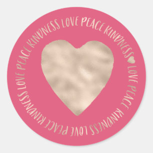 Gold Liebe Peace Kindness Herz inspirierend Runder Aufkleber