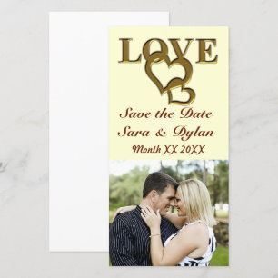 Gold Liebe und Herz Save the Date Fotokarte