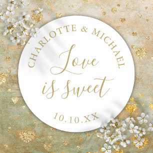 Gold Liebes Hochzeit Geschenk ist süß Runder Aufkleber