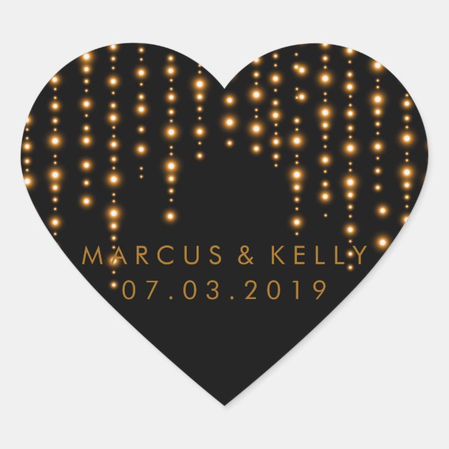 Gold Light Stories | Hochzeit Herz-Aufkleber (Vorderseite)