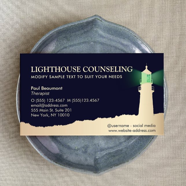 Gold Lighthouse Business Card Visitenkarte (Von Creator hochgeladen)