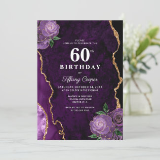 Gold Lila Agate 60. Geburtstag Einladung