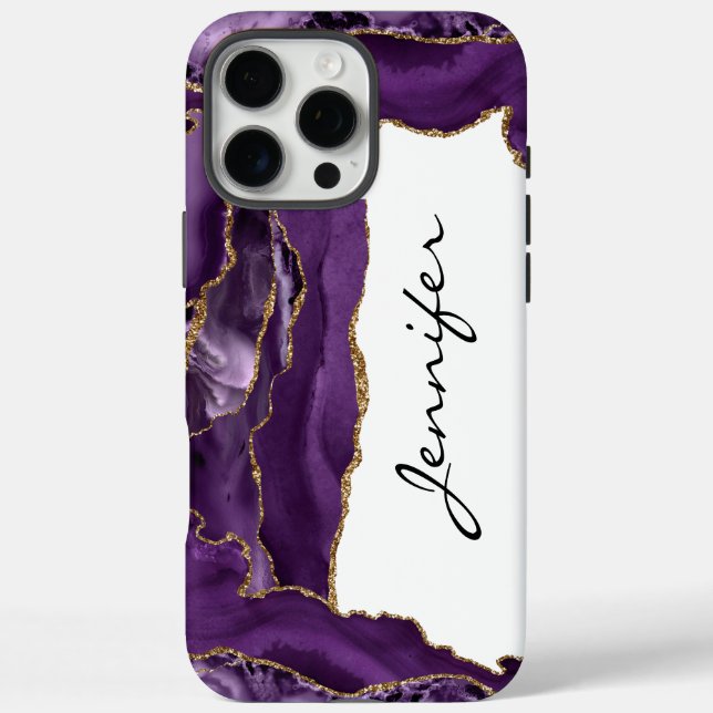 Gold Lila Agate Geode iPhone iPhone 16 Pro Max Hülle (Rückseite)