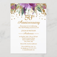 Gold Lila Amethyst Floral 50 Jahre Jubiläum