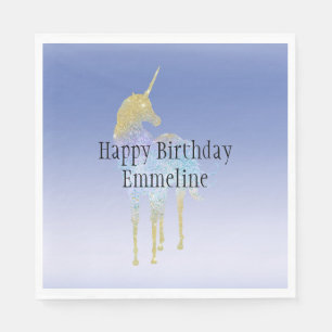 Gold Lila Aqua Glitzer Unicorn Serviette