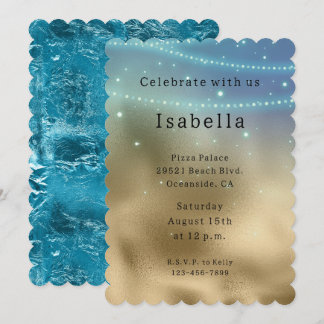 Gold Lila Aqua Sparkle Glitzy Mermaid Geburtstag Einladung