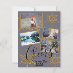 Gold Lila Chefs Schneeflocke 4 Fotos Urlaub Postkarte