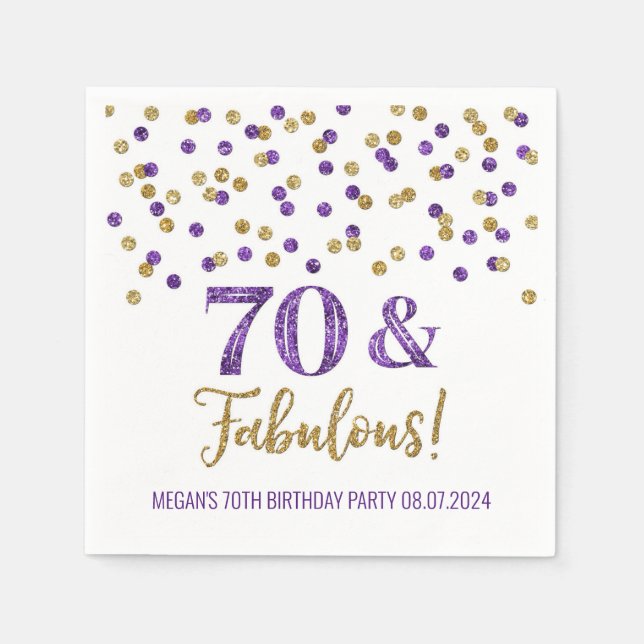 Gold Lila Confetti 70 & Fabulous Serviette (Vorderseite)